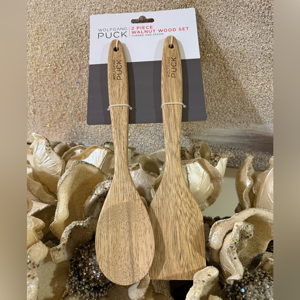 Wolfgang Puck Walnut Wood Turner and Spoon Set